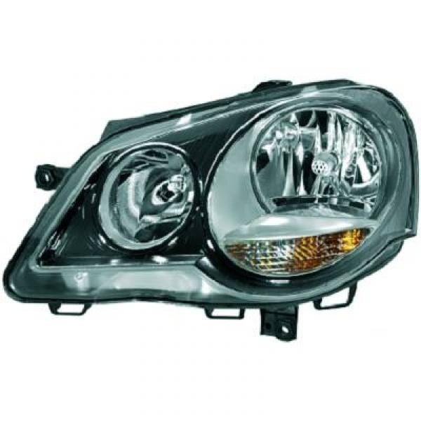 Koplamp links POLO 05.09 HELLA H7+H1/ZWART