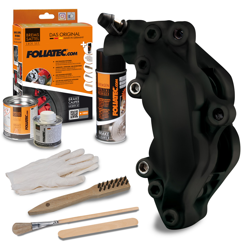 Foliatec Brake Caliper Lacquer Set - midnight black matt - 3 Components