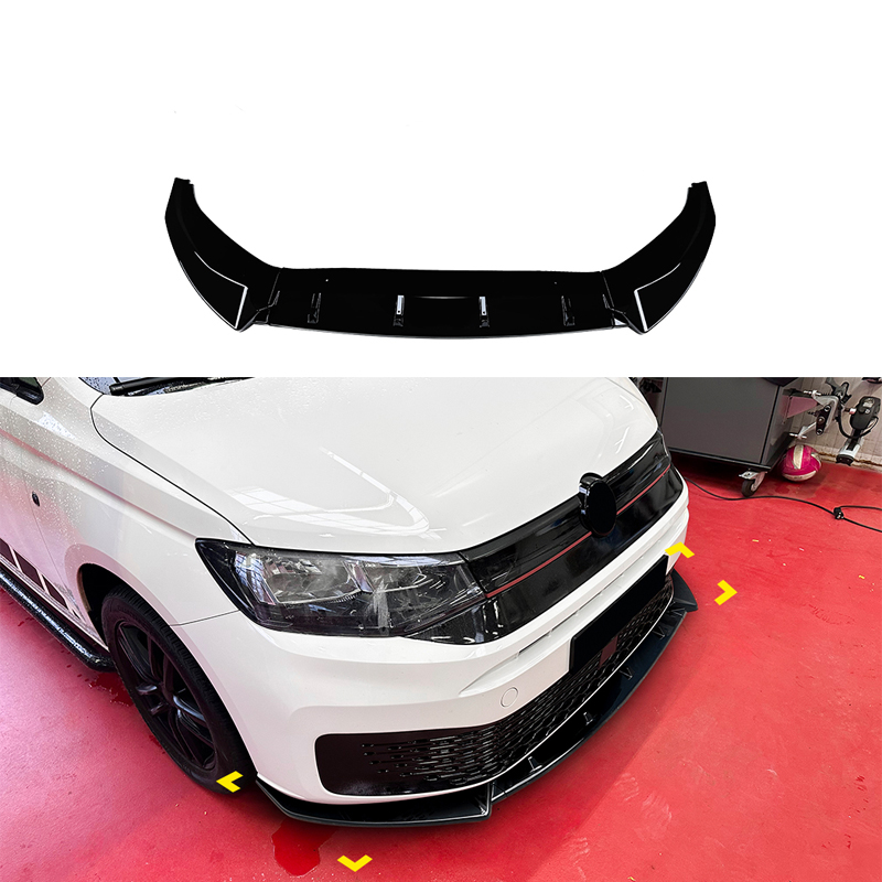 Front spoiler lip  Volkswagen Caddy V 2020- (Glossy Black ABS)