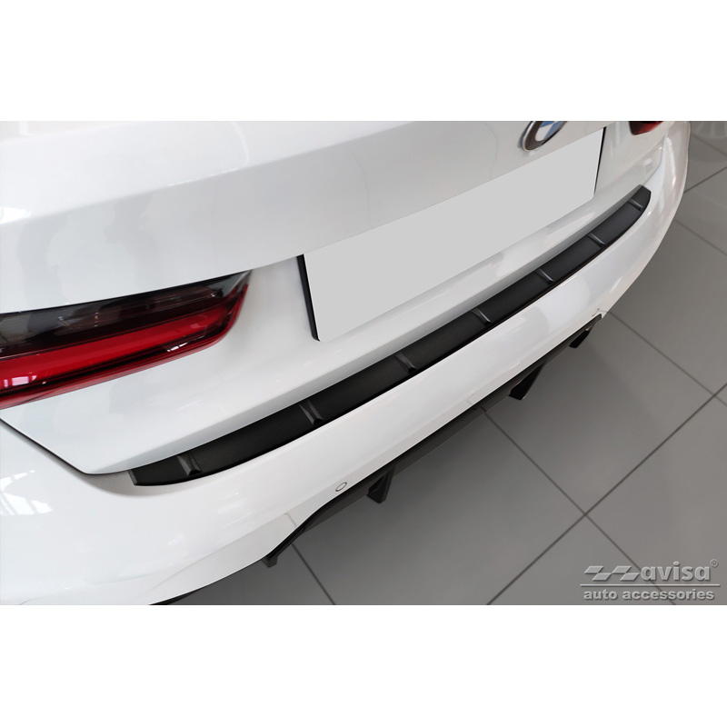 Matt Black Stainless Steel Rear bumper protector  BMW 3-Series G20 Sedan M-Package 2019- 'Ribs'