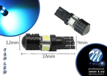 LED T10 W5W Lampjes 4SMD + Lens 5050 lampjes Ice white