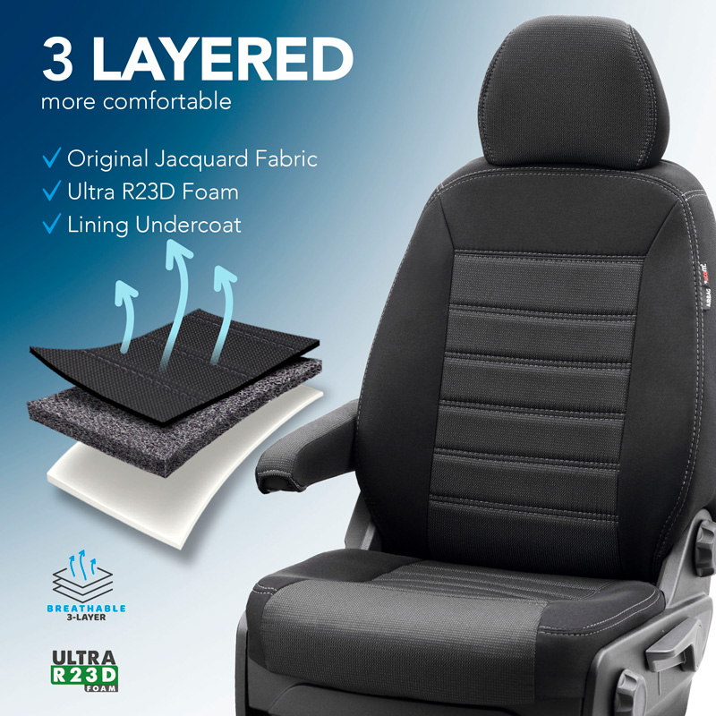 Original Design Textile seat covers 2+1  Ford Transit 2012-2013