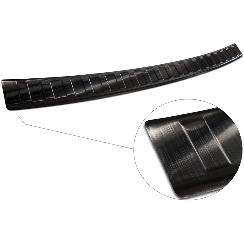 Black Stainless Steel Rear bumper protector  Volkswagen Passat Sedan 2014-2019 & FL 2019-2023 'Ribs'