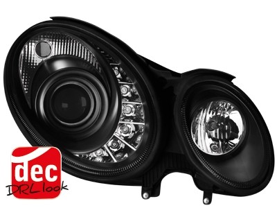 Koplampen Mercedes-Benz E-Klasse Typ W211 DRL look 06-08 Zwart