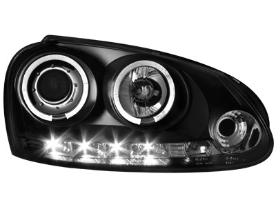 Headlights VW Golf V Angel Eyes + LED Black
