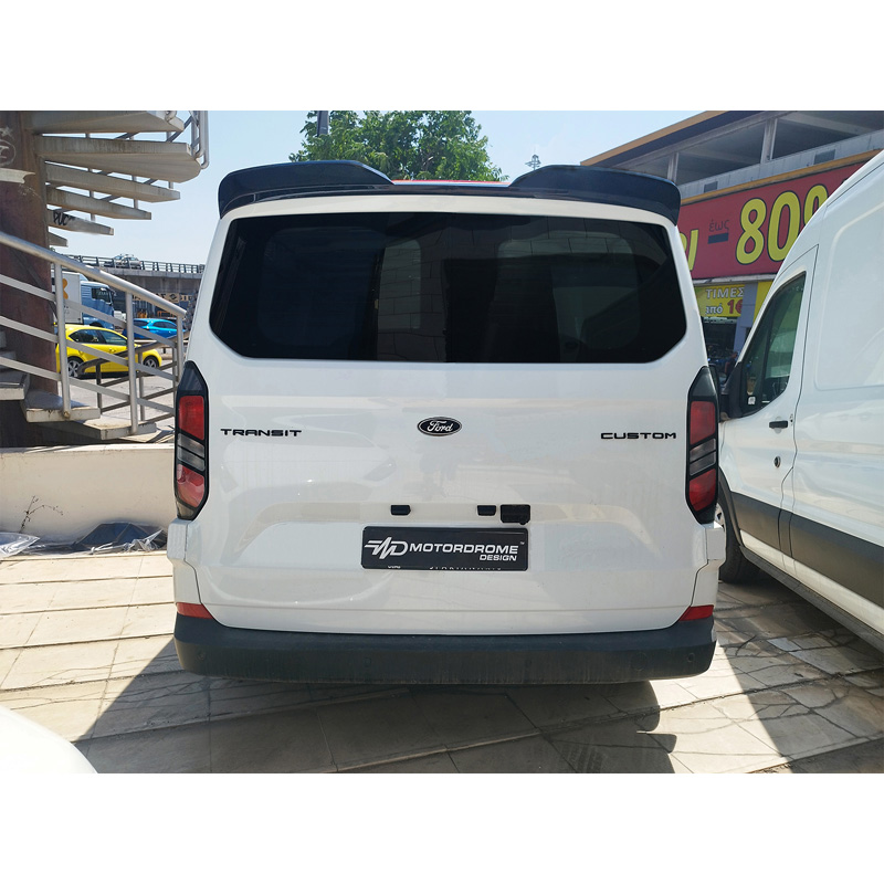Motordrome Roof spoiler V.3  Ford Transit Custom (V710) 2023- & Volkswagen Transporter T7 2024- (with tailgate) (PU)