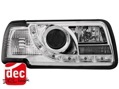 Koplampen Audi 80 B4 91-94 Devil Eyes DRL look chroom