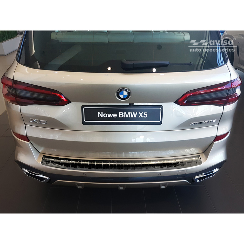 Black Stainless Steel Rear bumper protector  BMW X5 (G05) M-Package 2018- excl. M-Competition 'Ribs'