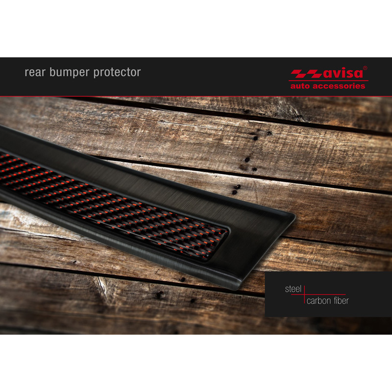 Stainless Steel Rear bumper protector 'Deluxe'  Mercedes GLE Coupé 2015- Black/Red-Black Carbon