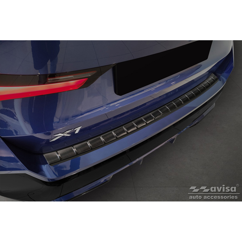 Black Stainless Steel Rear bumper protector  BMW X1 U11 M-Sport 2022- 'Ribs'