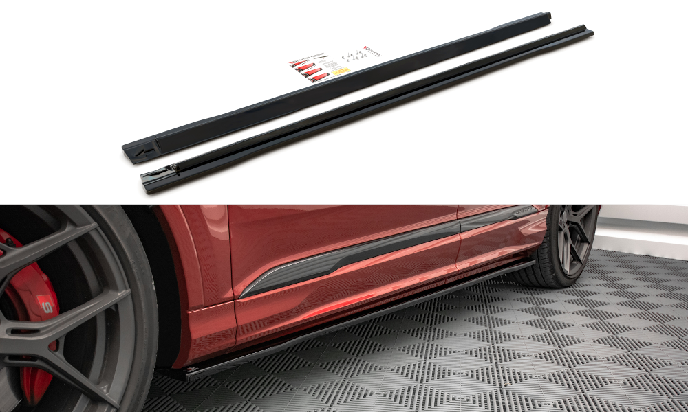 Zijskirts Audi SQ7 / Q7 S-Line MK.2 FL Maxton Glans Zwart