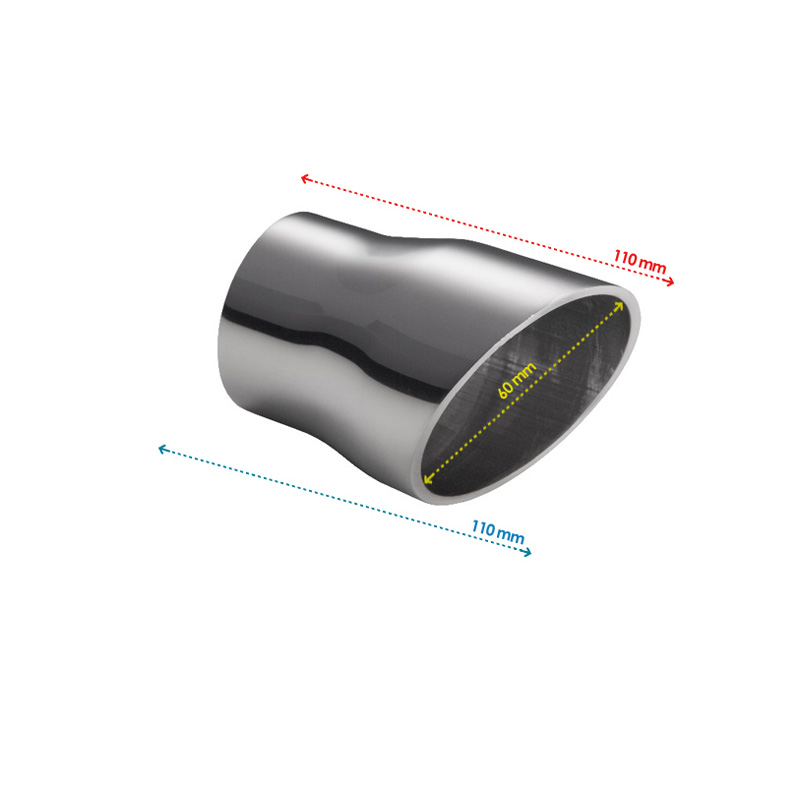 Ulter Sport Exhaust finisher - Round Ø60mm Slanted - Length 110mm - Installation ->50mm - Inox