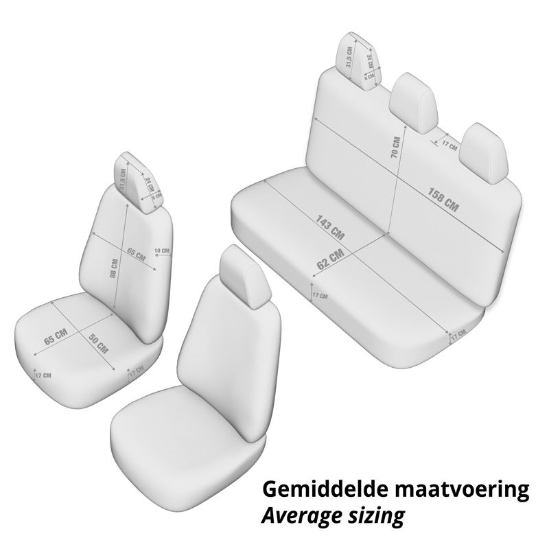 Universele Volleder Stoelhoezenset 'Premium' Zwart + Rode rand - 11-delig - geschikt voor Side-Airbags