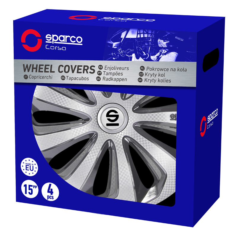 Sparco Wheel Covers Sicilia - 15-inch - Silver/Grey/Carbon - Set of 4 pieces