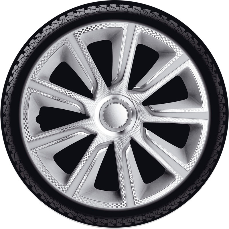 4-Delige J-Tec Wieldoppenset Veron 15-inch zilver/carbon-look