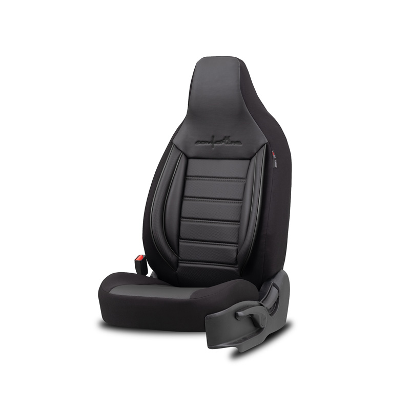 Universele Leder/Stoffen 'CityBug' Stoelhoezenset 'Comfortline' Zwart/Grijs - 9-delig - geschikt voor Side-Airbags