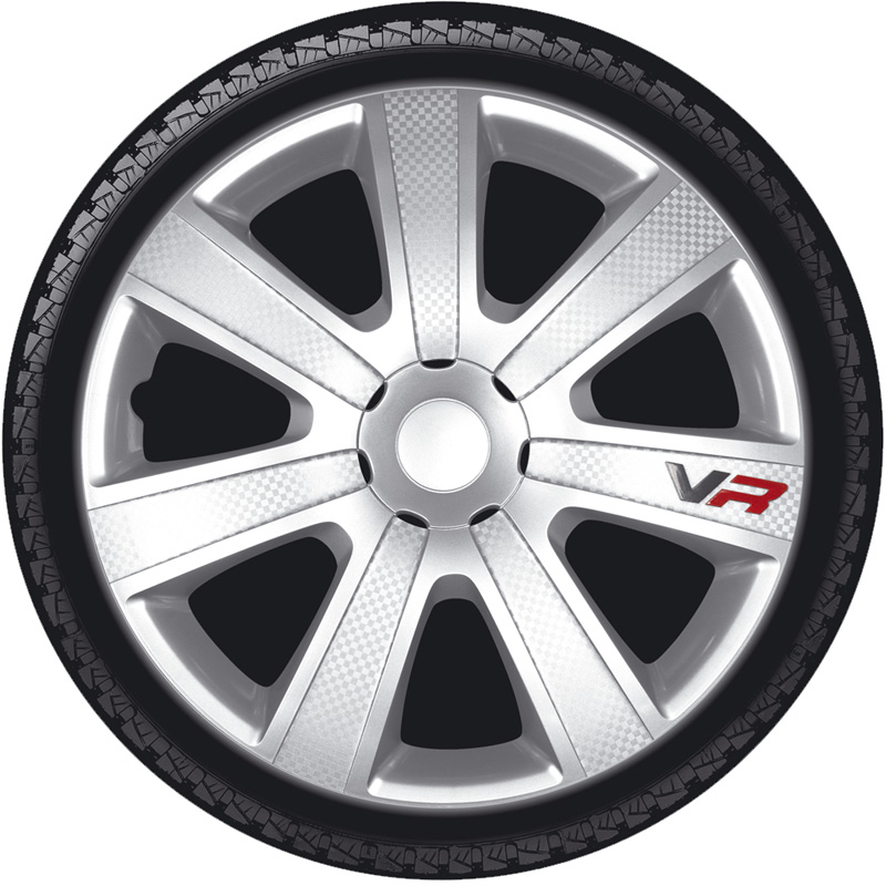 4-Delige Wieldoppenset VR 16-inch zilver/carbon-look/logo