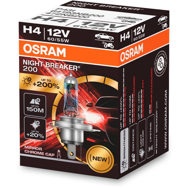 Osram Night Breaker Laser 200 Halogen bulb - H4 - 12V/60-55W - single piece