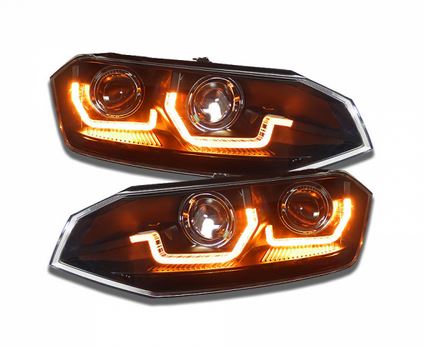 Headlights VW Polo Polo VI (2G) black