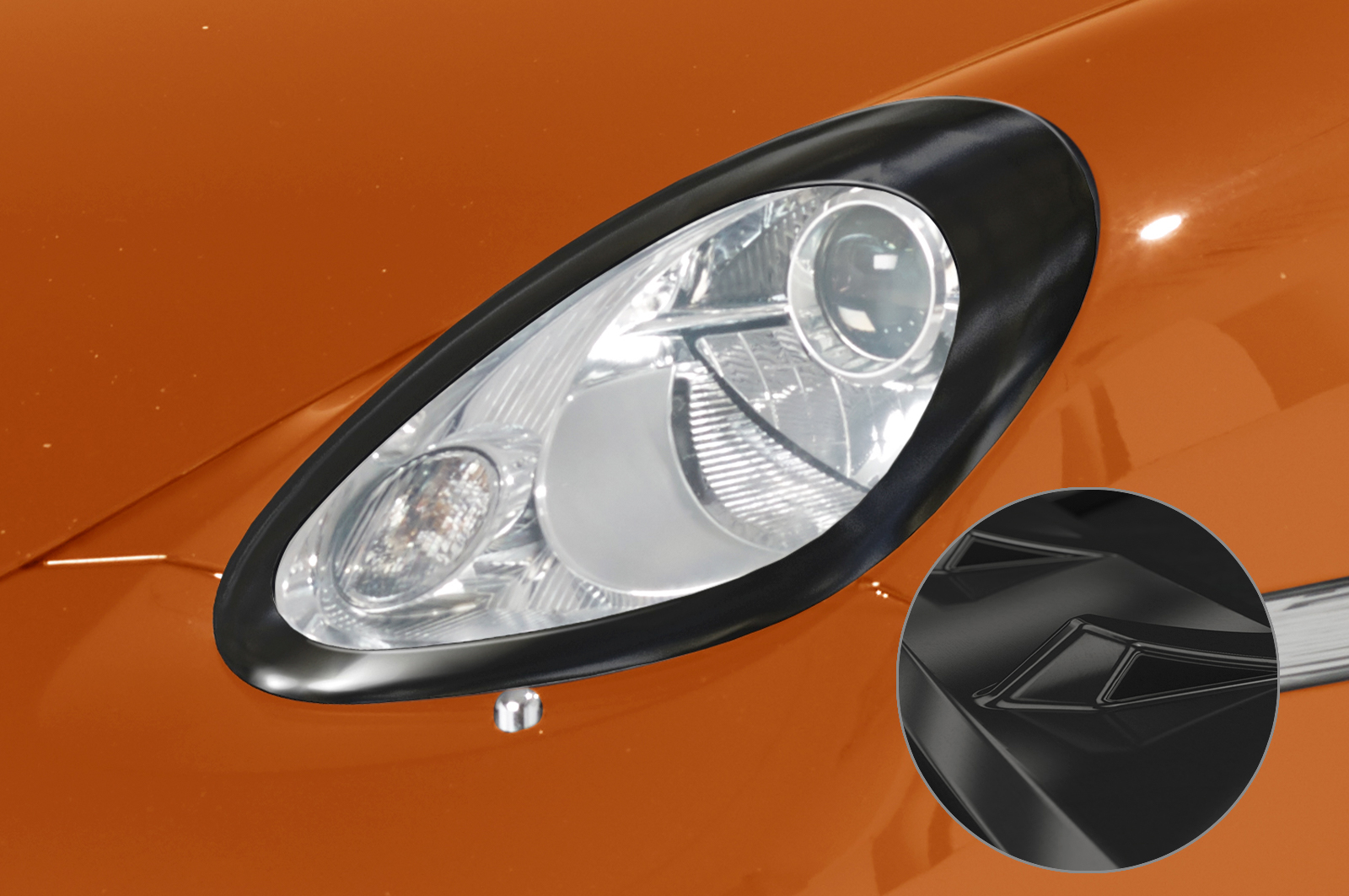 Koplampspoiler Porsche Boxster / Cayman 987 CSR Glans Zwart