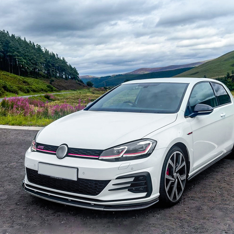 Front spoiler lip  Volkswagen Golf VII (7.5) GTi/GTD/R/R-Line 2017-2019 (Glossy Black ABS)