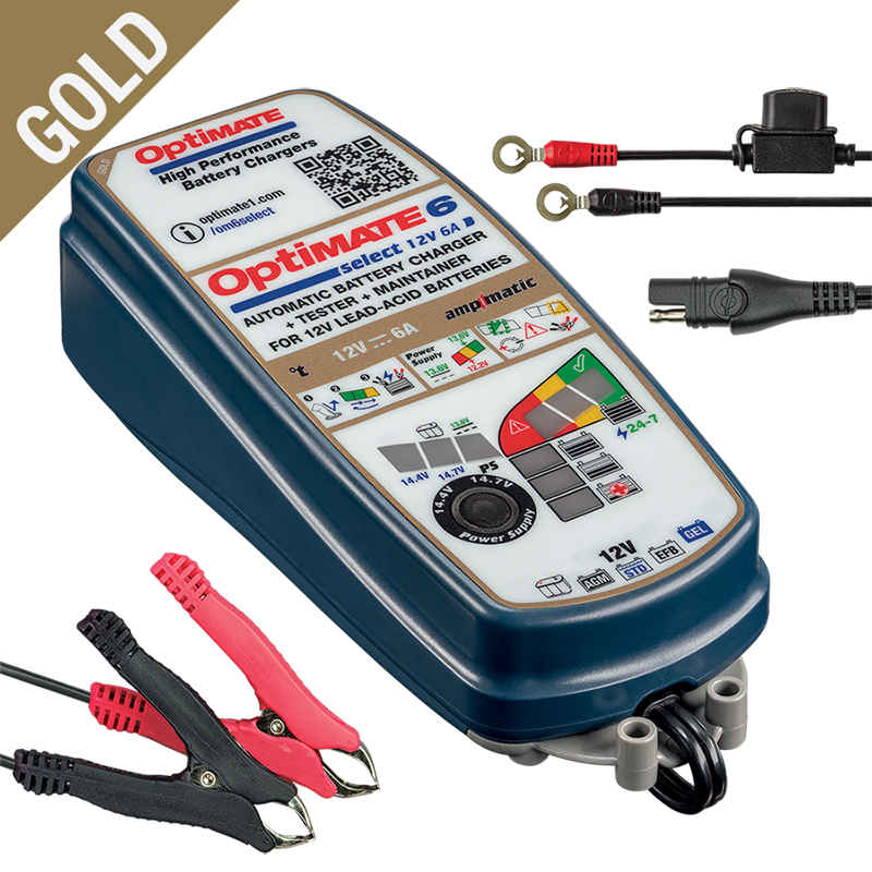 OptiMate 6 Select 12V/6.0A 9-stufiges Batterierettungs, -lade-, -test-, -wartungsgerät