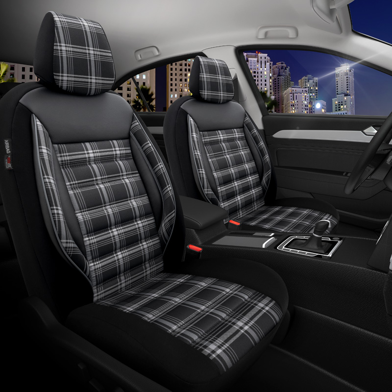 Universal Fabric Seat cover set 'Sports' Black/Grey - 11-pieces -  Side-Airbags