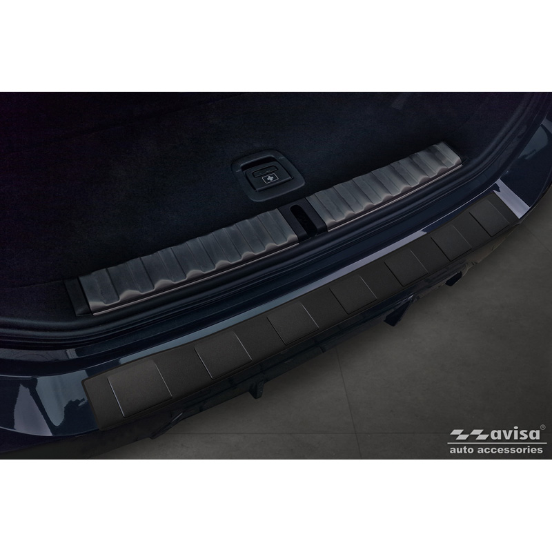 Matt Black Stainless Steel Rear bumper protector  BMW 3 Series Touring (G21) Facelift 2022- with M-Package 'Ribs'