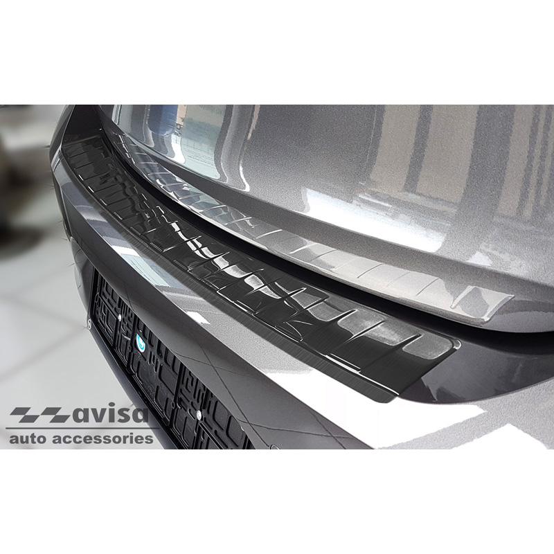 Black Stainless Steel Rear bumper protector  Opel Corsa F Edition/Elegance HB 5-doors 2019- 'Ribs' (excl. Equipment Ultimate)