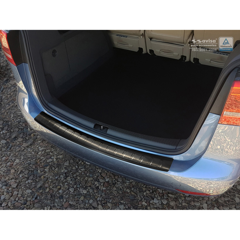 Black Stainless Steel Rear bumper protector  Volkswagen Touran II 2010-2015 'Ribs'