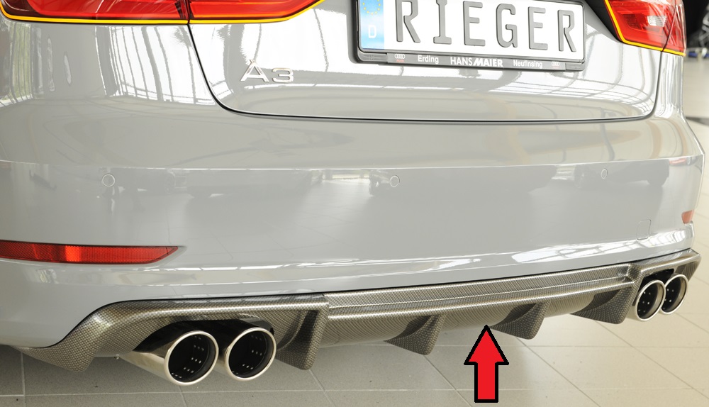Achter Skirt Audi A3 8V 12-16 S-line Rieger Carbon Look
