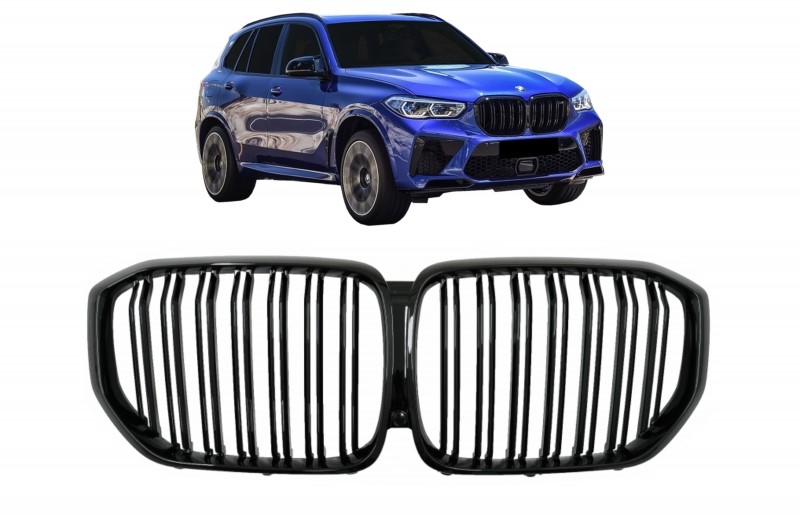 Grill BMW X5 G05 2018-.. Double Stripe M Glans Zwart