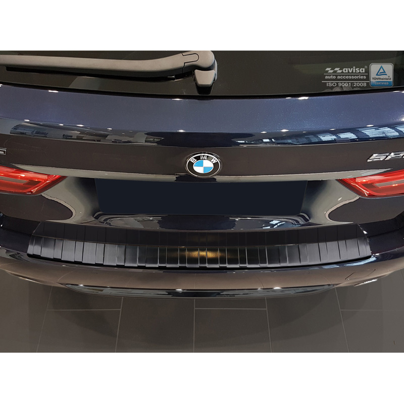 Black Stainless Steel Rear bumper protector  BMW 5-Series G31 Touring 2017-2020 excl. M-Sport 'Ribs'