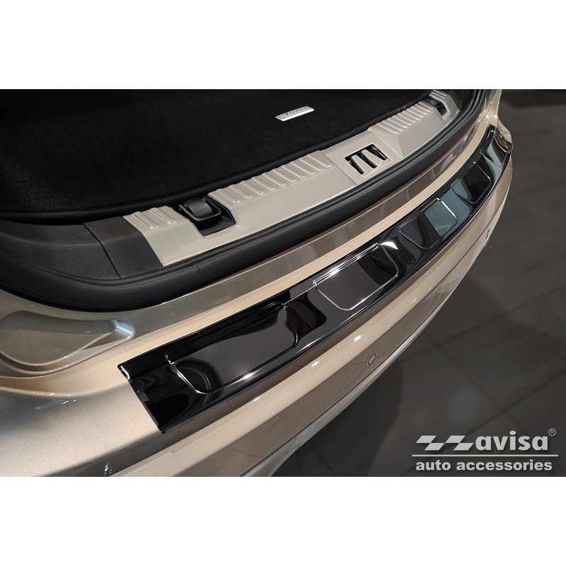 Black Mirror Stainless Steel Rear bumper protector  Ford Edge II FL 2018- 'Ribs'