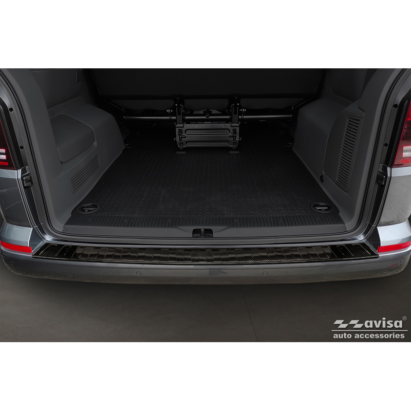 Echt 3D Carbon Achterbumperprotector  Volkswagen Caravelle T6 2015-2019 & Caravelle T6.1 2019- (met achterklep) 'Ribs'