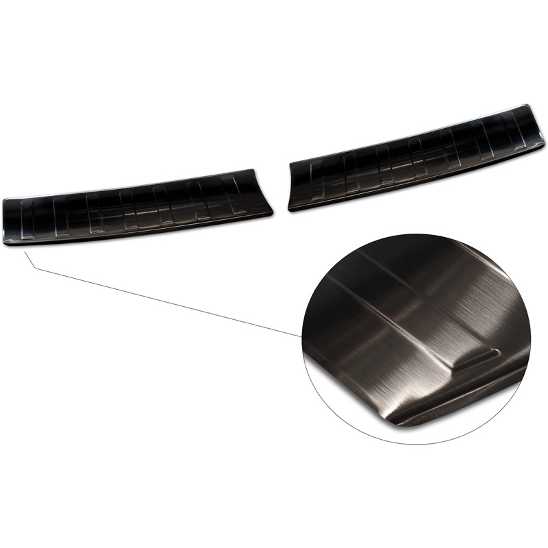 Black Stainless Steel Rear bumper protector  Opel Mokka II 2020- 'Ribs' (2-pieces)