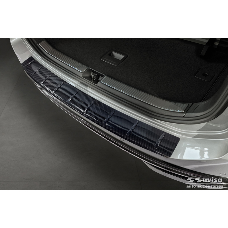 Echt 3D Carbon Achterbumperprotector  Volkswagen Passat (CJ5) incl. R-Line & Hybrid 2023- 'Ribs'