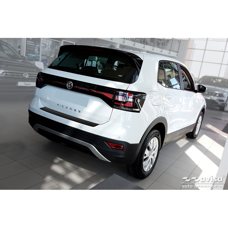 Matt Black Stainless Steel Rear bumper protector  Volkswagen T-Cross 2019-2024 & FL 2024- 'Ribs'
