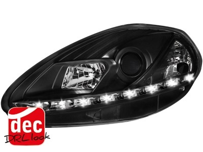 Koplampen Fiat Grande Punto 05-08 DRL look Zwart