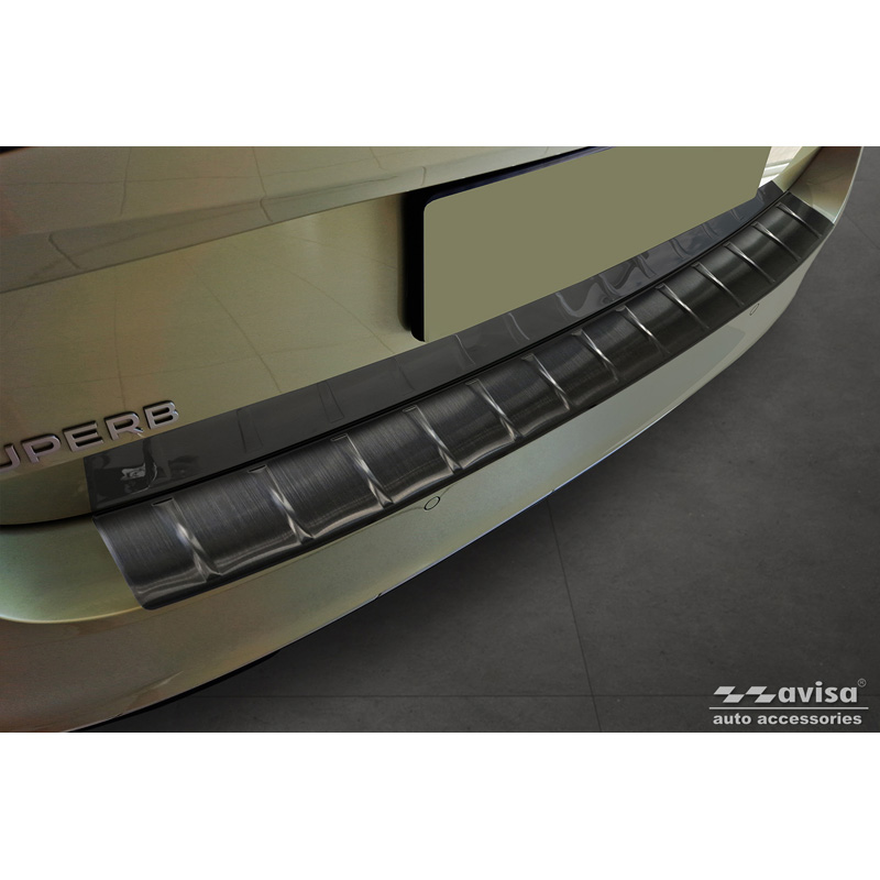 Zwart RVS Achterbumperprotector  Skoda Superb IV Combi 2023- 'Ribs'