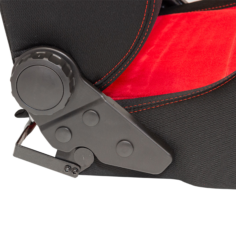 Sport seat 'Eco Soft' - Black/Red - Dual-side reclinable back-rest - incl. slides