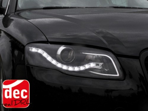 Koplampen Audi A4 B7 Echte LED DRL Zwart ELR