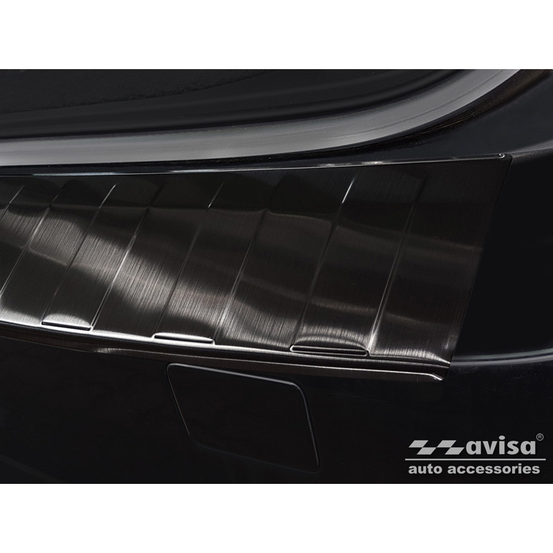 Zwart RVS Achterbumperprotector  Volvo V70 Facelift 2013-2016 'Ribs'