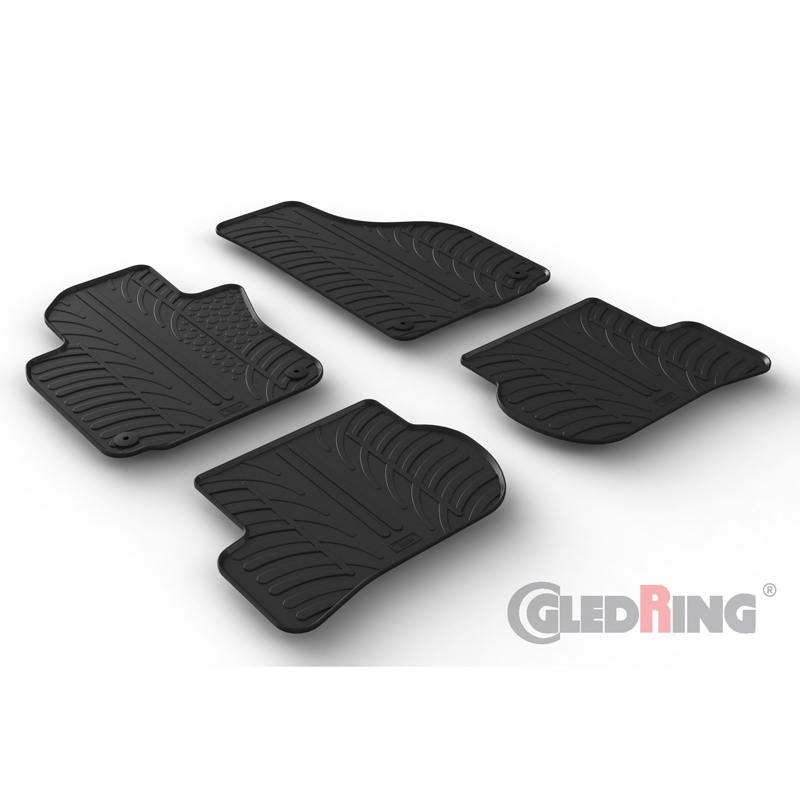 Rubbermatten  Volkswagen Golf V 2003-2008 / Jetta 2005-2011 / Golf VI 2008-2013 / Scirocco 2008- (T profiel 4-delig + ronde&ovale montageclips)