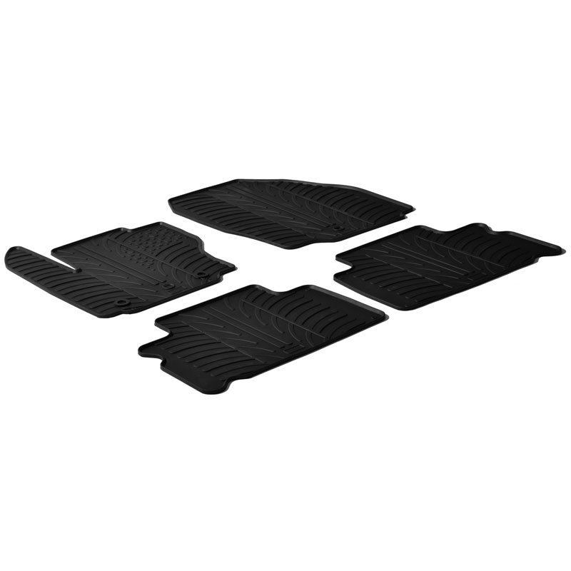 Rubber car mats set  Ford S-Max 5 doors 2006-2011 & Ford Galaxy 2006-2010 (T profile 4-pieces + mounting clips)