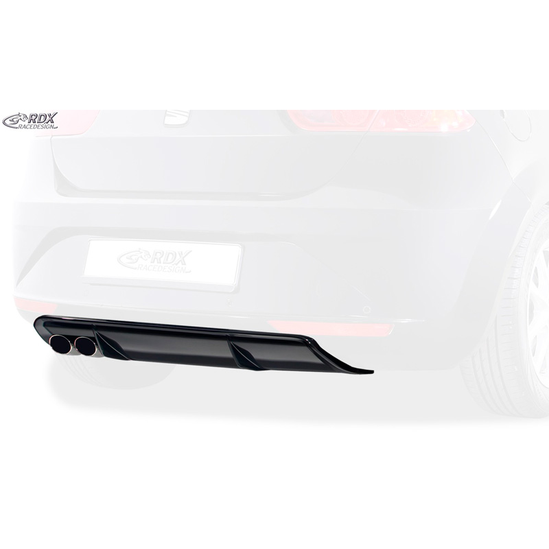 Rear bumper skirt 'Diffusor'  Seat Leon 1P Facelift 2009-2012 excl. FR/Cupra (ABS glossy black)