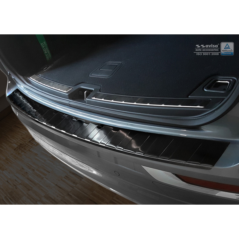 Zwart RVS Achterbumperprotector  Volvo XC60 II 2017-2021- & FL 2021- incl. R-Design 'Ribs'