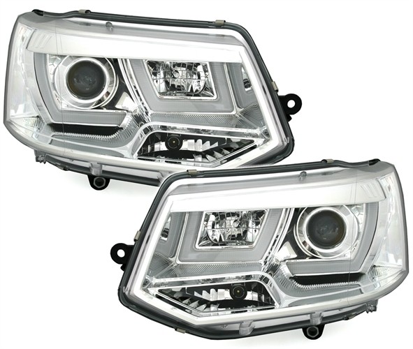 Headlights VW T5 Transporter Tube Chrome