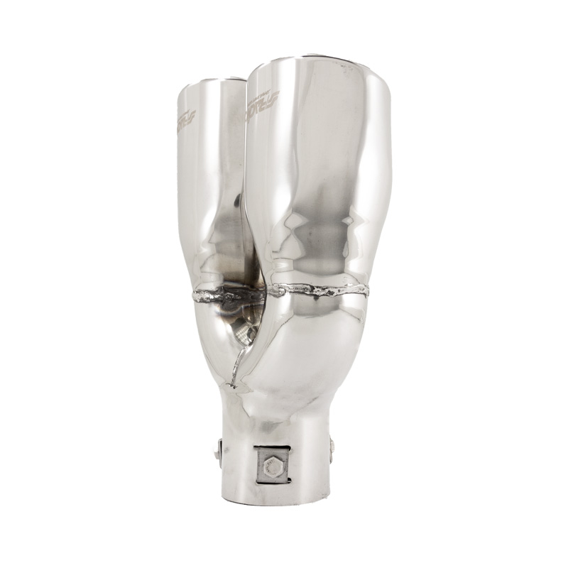 Simoni Racing Exhaust Tip Double Oval/Slanting Inox - 167x67xL220mm - Installation 37->57mm - Left