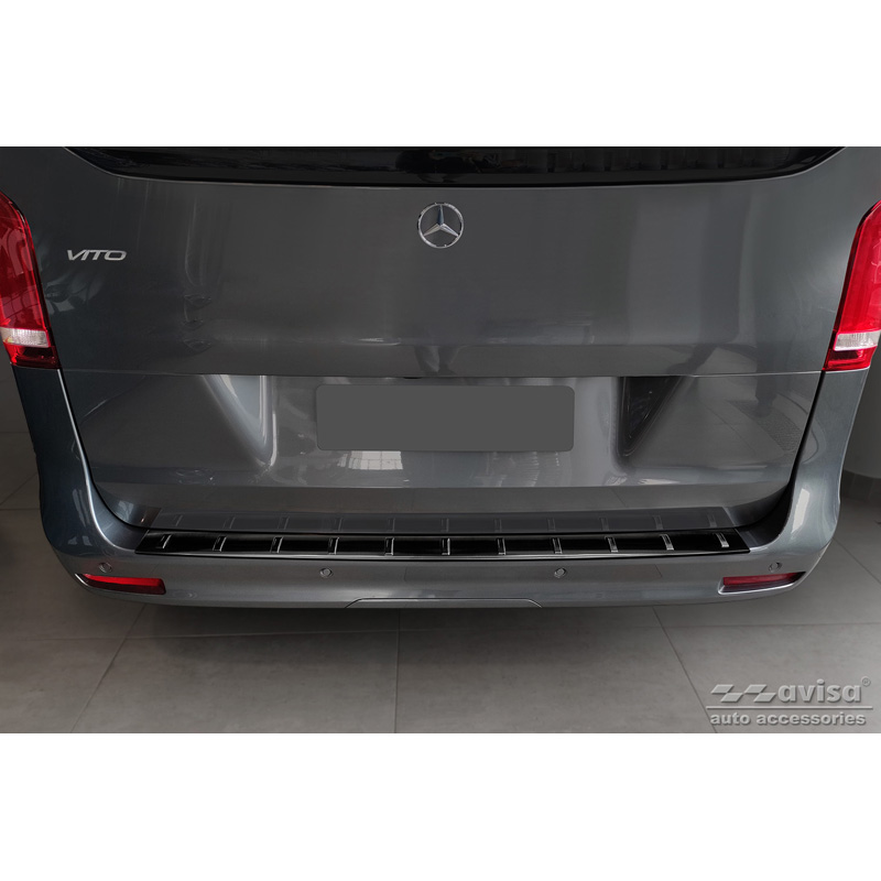 Black Stainless Steel Rear bumper protector  Mercedes Vito / V-Class 2014-2019 & Facelift 2019- (with Hatch) 'STRONG EDITION'